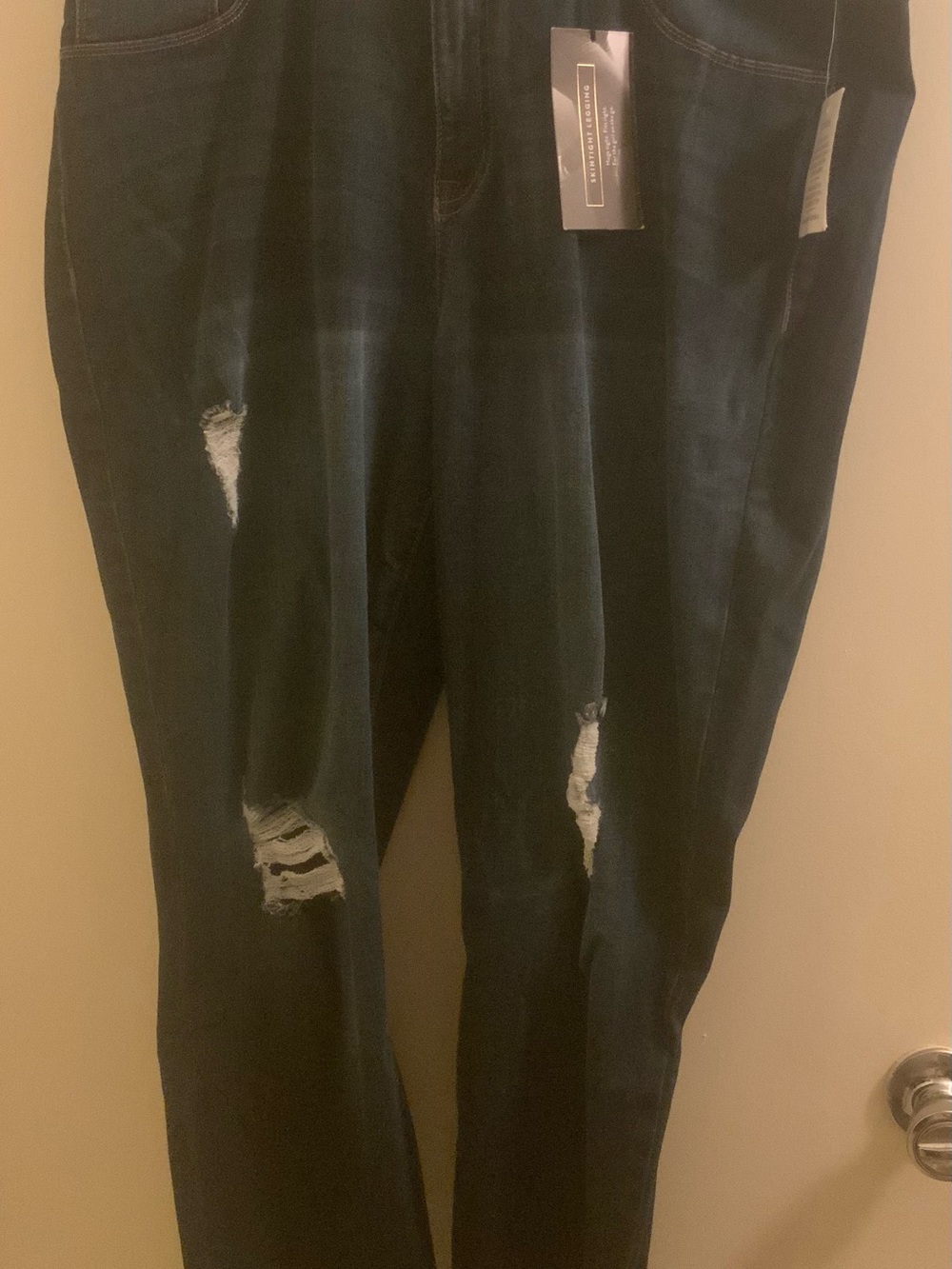 refuge Women's Skinny Distressed Dark Blue Jeans